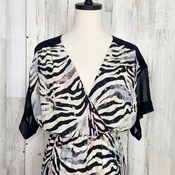 Urban Outfitters Silence + Noise Zebra Print Romper Black Cream Cutout Size S - Picture 3 of 16